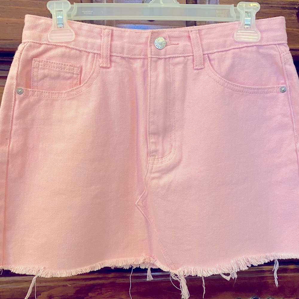 Pink Denim Mini Skirt